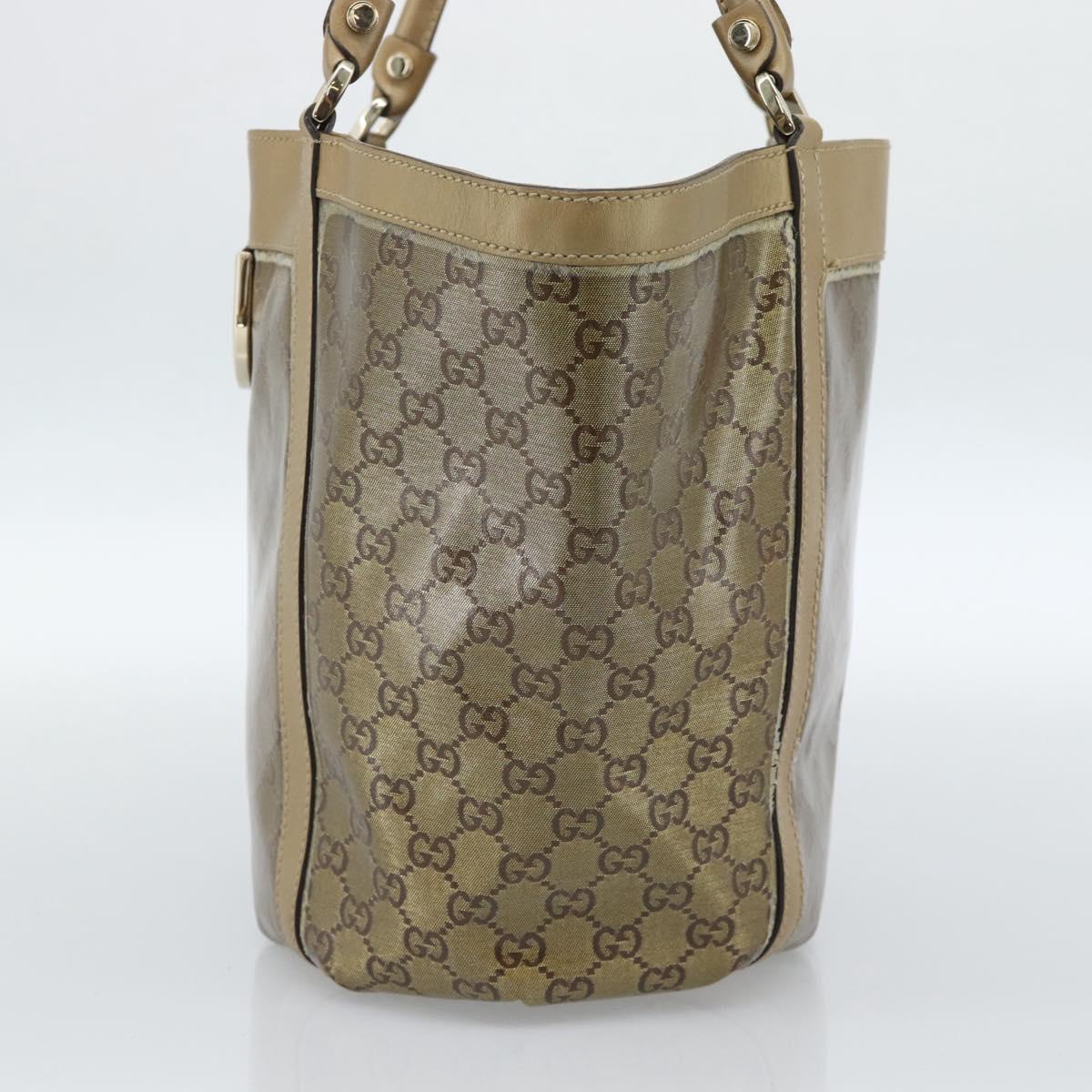 GUCCI GG Crystal Abbey Tote Bag Coated Canvas Gold 211982 Auth 184542