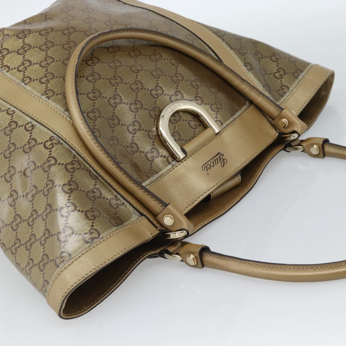 GUCCI GG Crystal Abbey Tote Bag Coated Canvas Gold 211982 Auth 184542