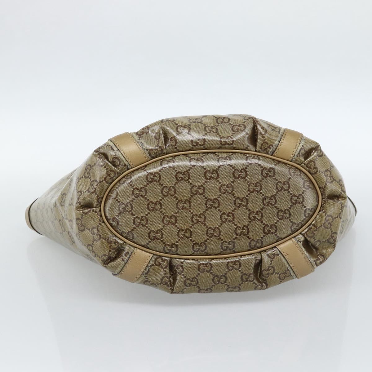 GUCCI GG Crystal Abbey Tote Bag Coated Canvas Gold 211982 Auth 184542