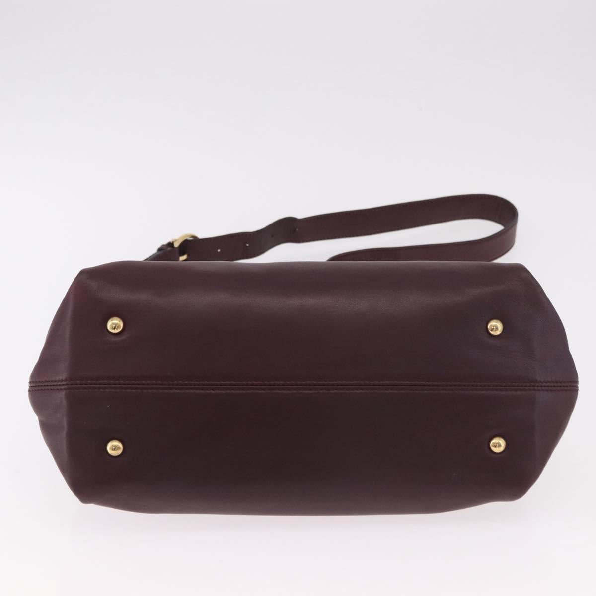 Salvatore Ferragamo Sofia Gancini Hand Bag Leather 2way Purple Gold Auth 184543