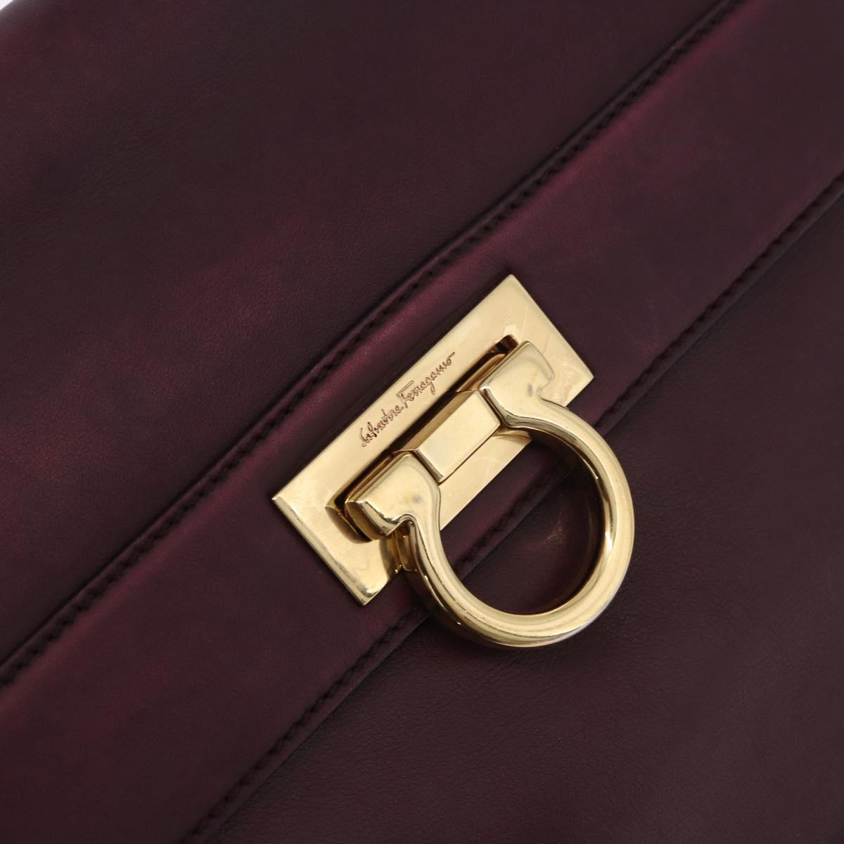 Salvatore Ferragamo Sofia Gancini Hand Bag Leather 2way Purple Gold Auth 184543