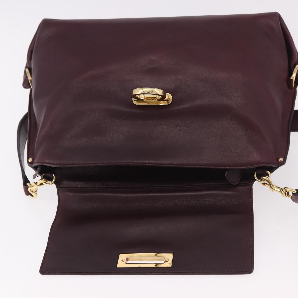 Salvatore Ferragamo Sofia Gancini Hand Bag Leather 2way Purple Gold Auth 184543