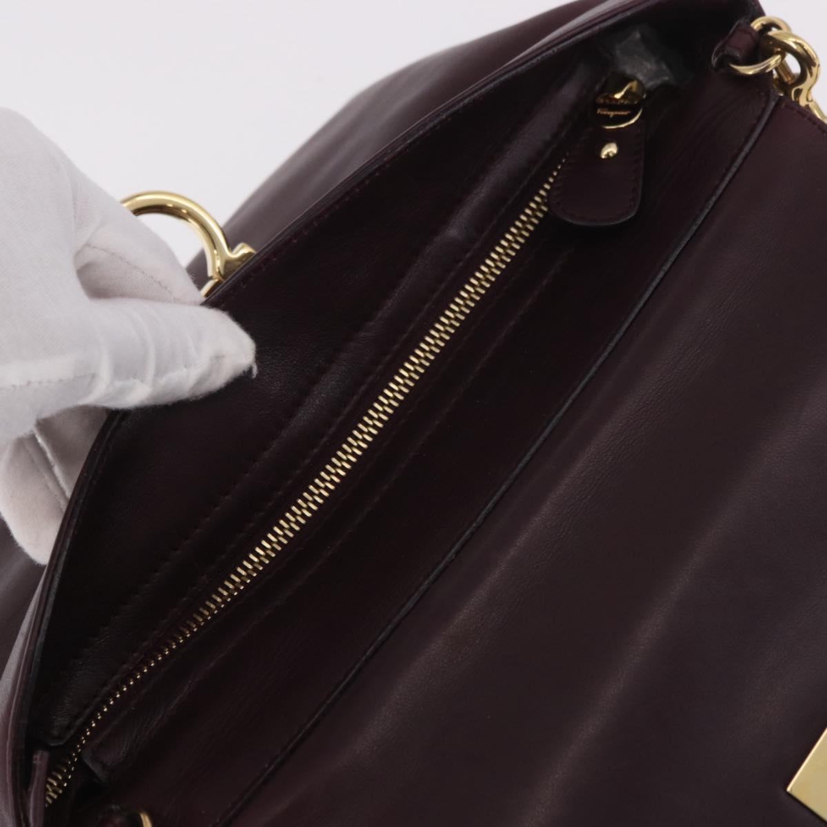 Salvatore Ferragamo Sofia Gancini Hand Bag Leather 2way Purple Gold Auth 184543