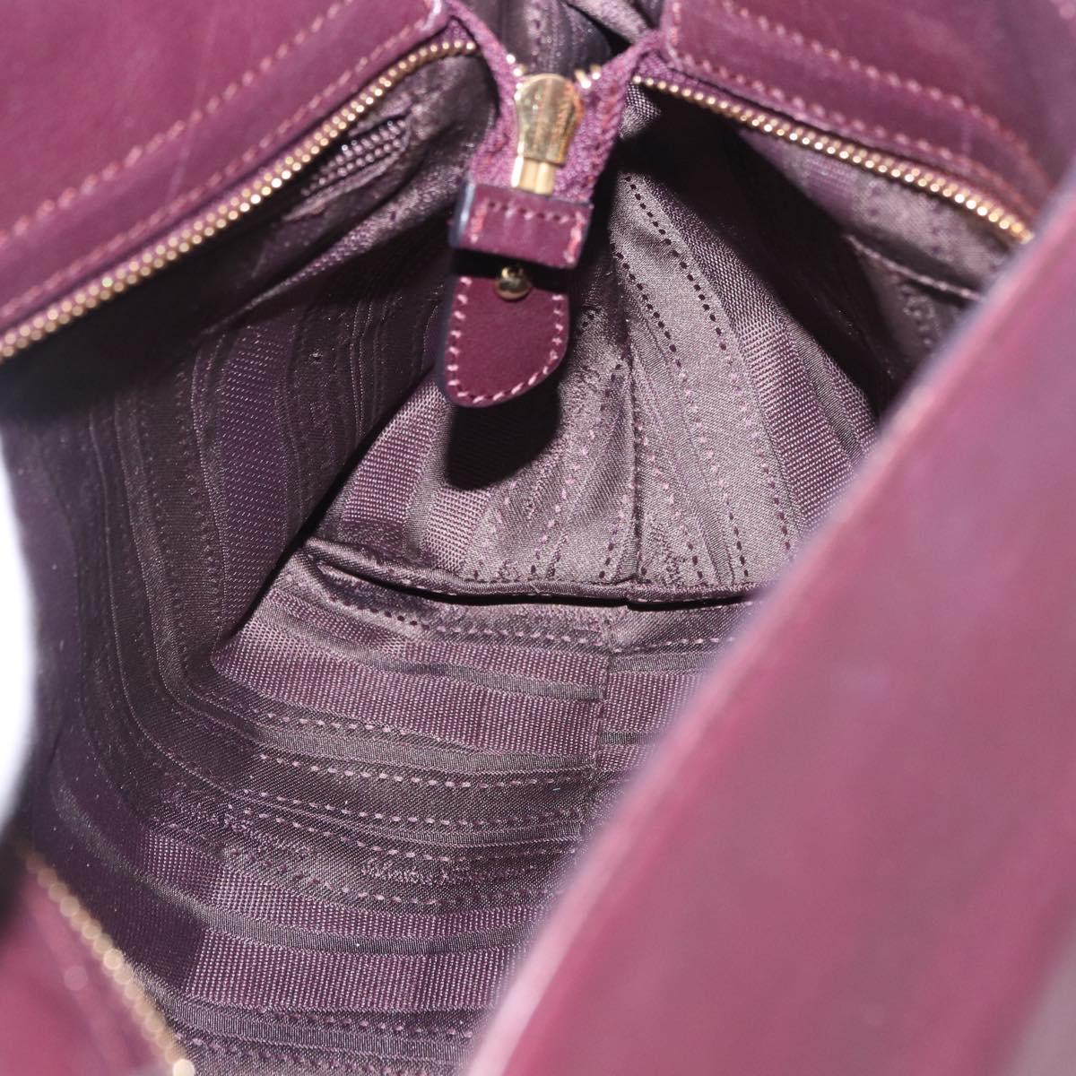Salvatore Ferragamo Sofia Gancini Hand Bag Leather 2way Purple Gold Auth 184543