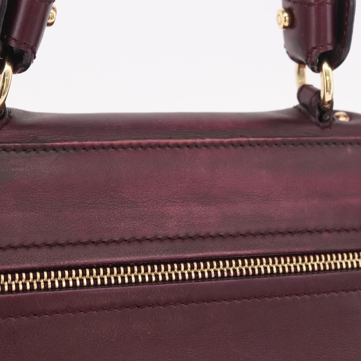 Salvatore Ferragamo Sofia Gancini Hand Bag Leather 2way Purple Gold Auth 184543