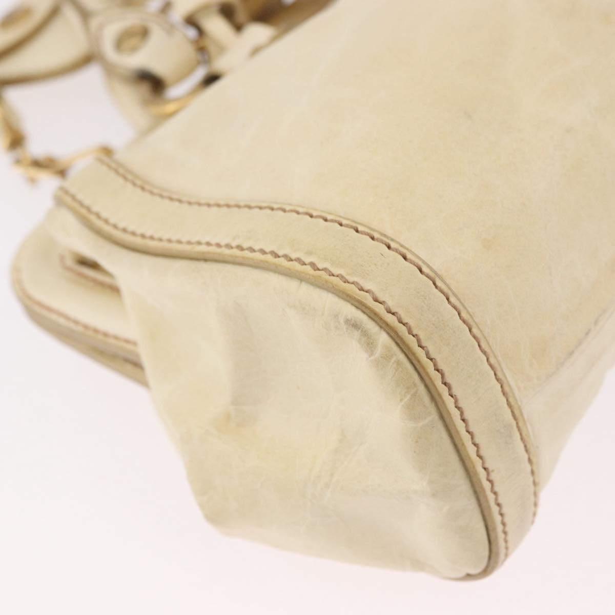 Miu Miu Hand Bag Leather 2way Ivory Gold Auth 184544A