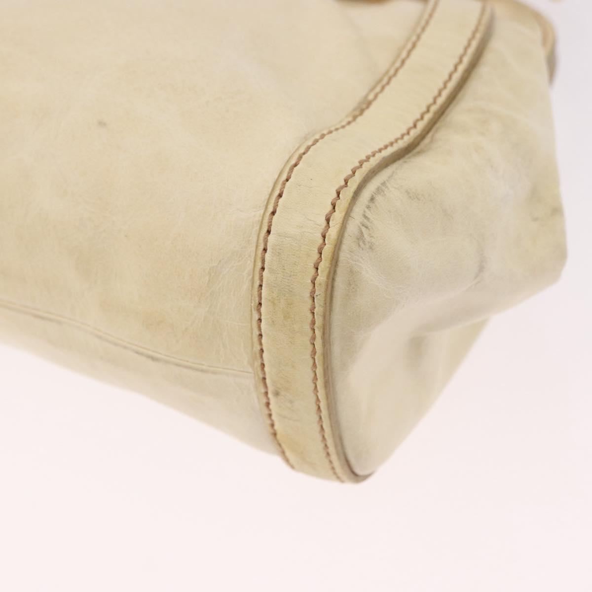 Miu Miu Hand Bag Leather 2way Ivory Gold Auth 184544A