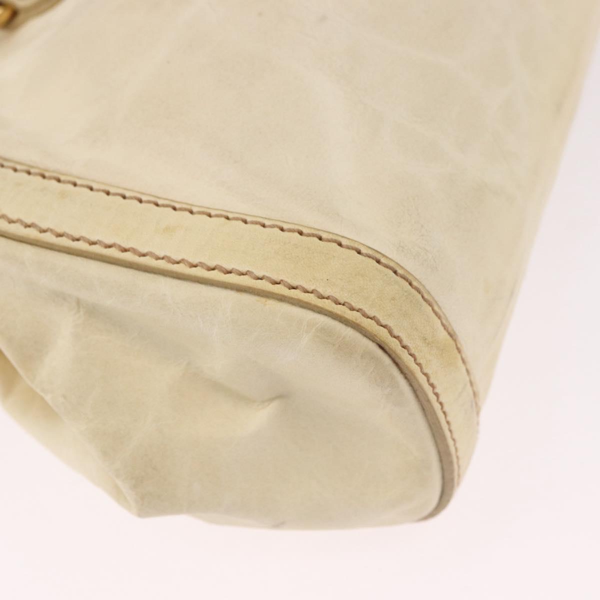 Miu Miu Hand Bag Leather 2way Ivory Gold Auth 184544A
