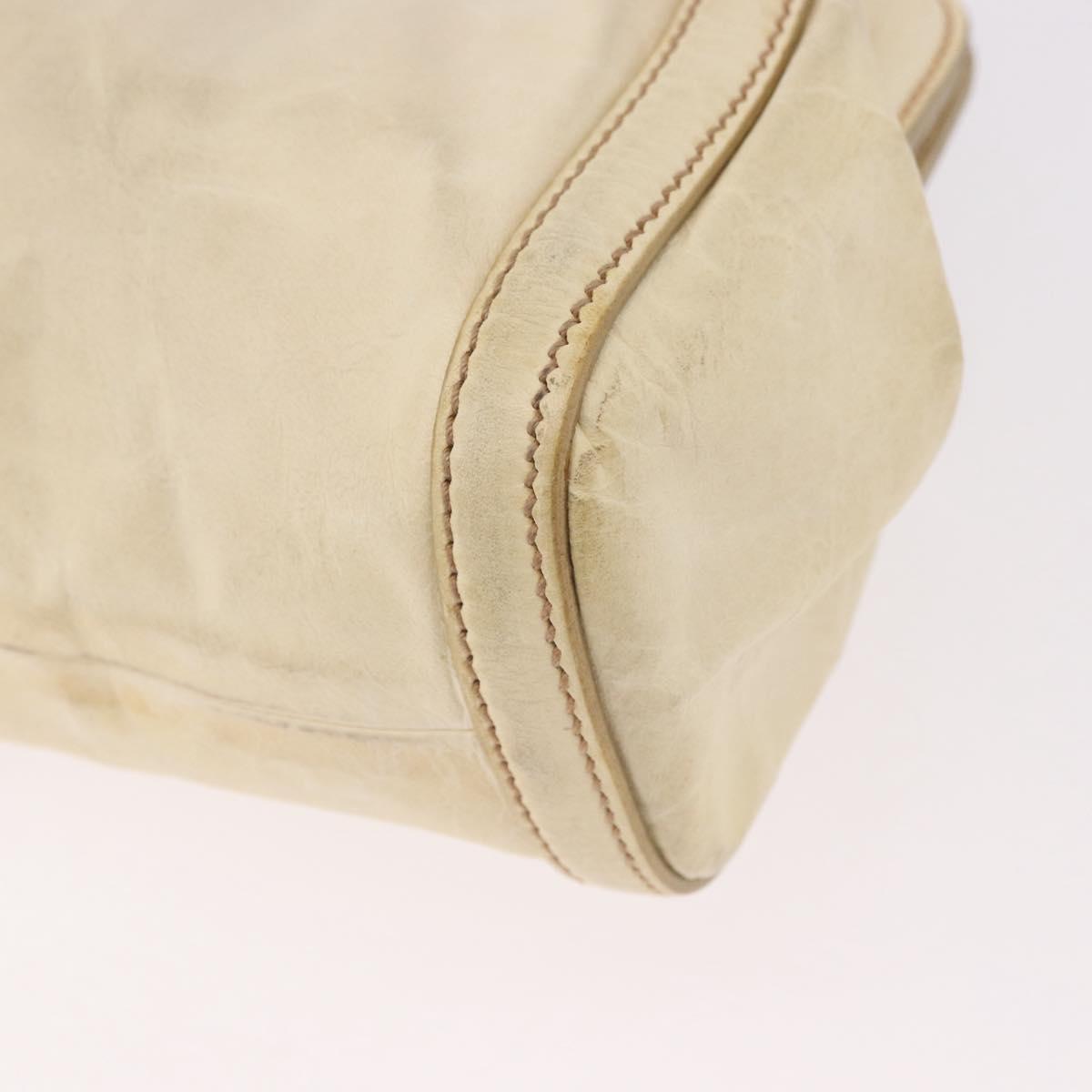 Miu Miu Hand Bag Leather 2way Ivory Gold Auth 184544A