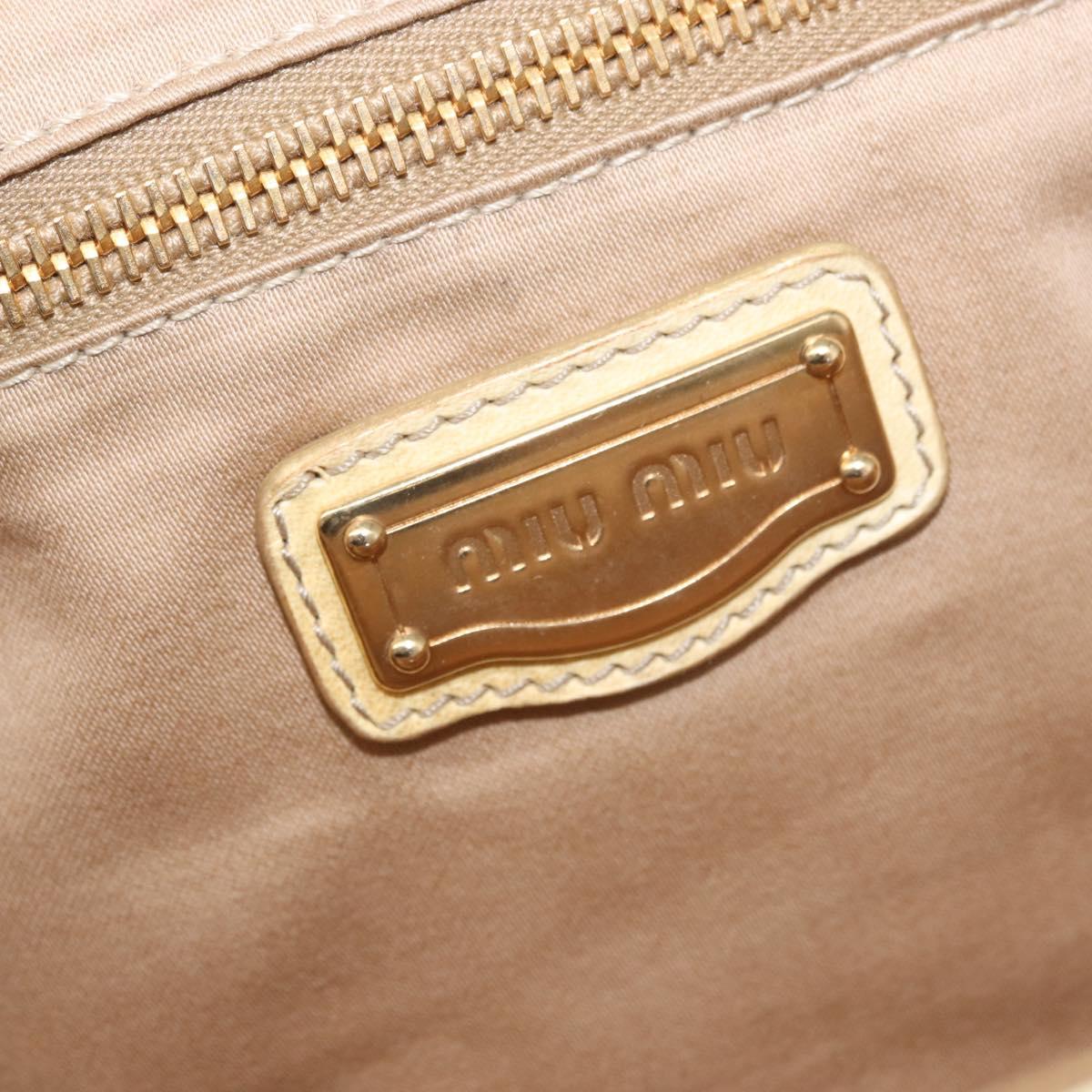 Miu Miu Hand Bag Leather 2way Ivory Gold Auth 184544A