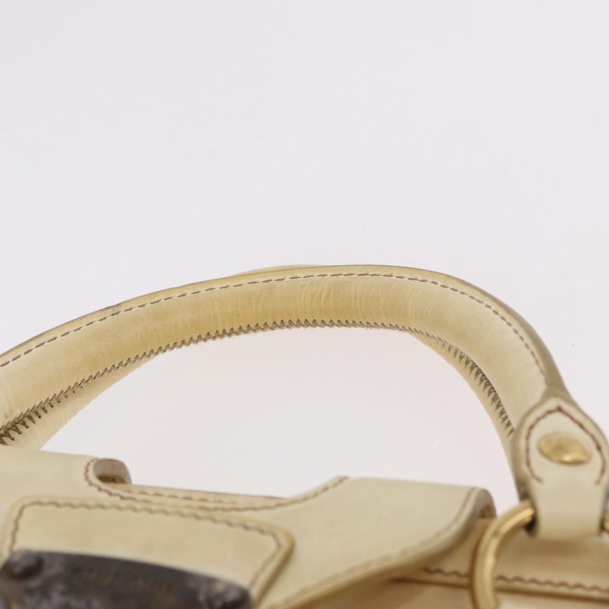 Miu Miu Hand Bag Leather 2way Ivory Gold Auth 184544A