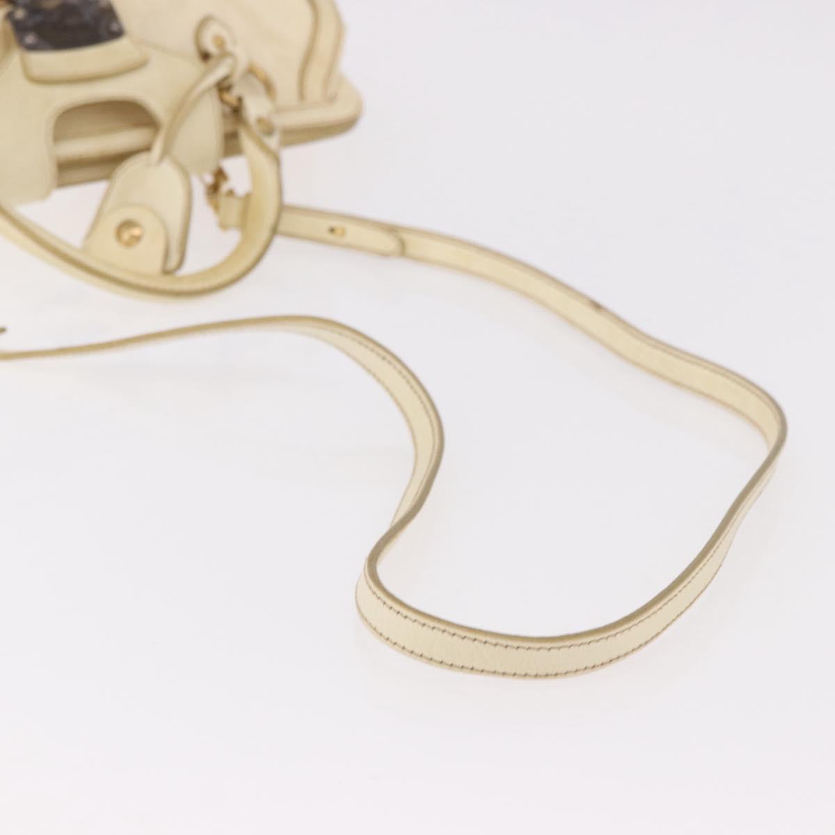 Miu Miu Hand Bag Leather 2way Ivory Gold Auth 184544A