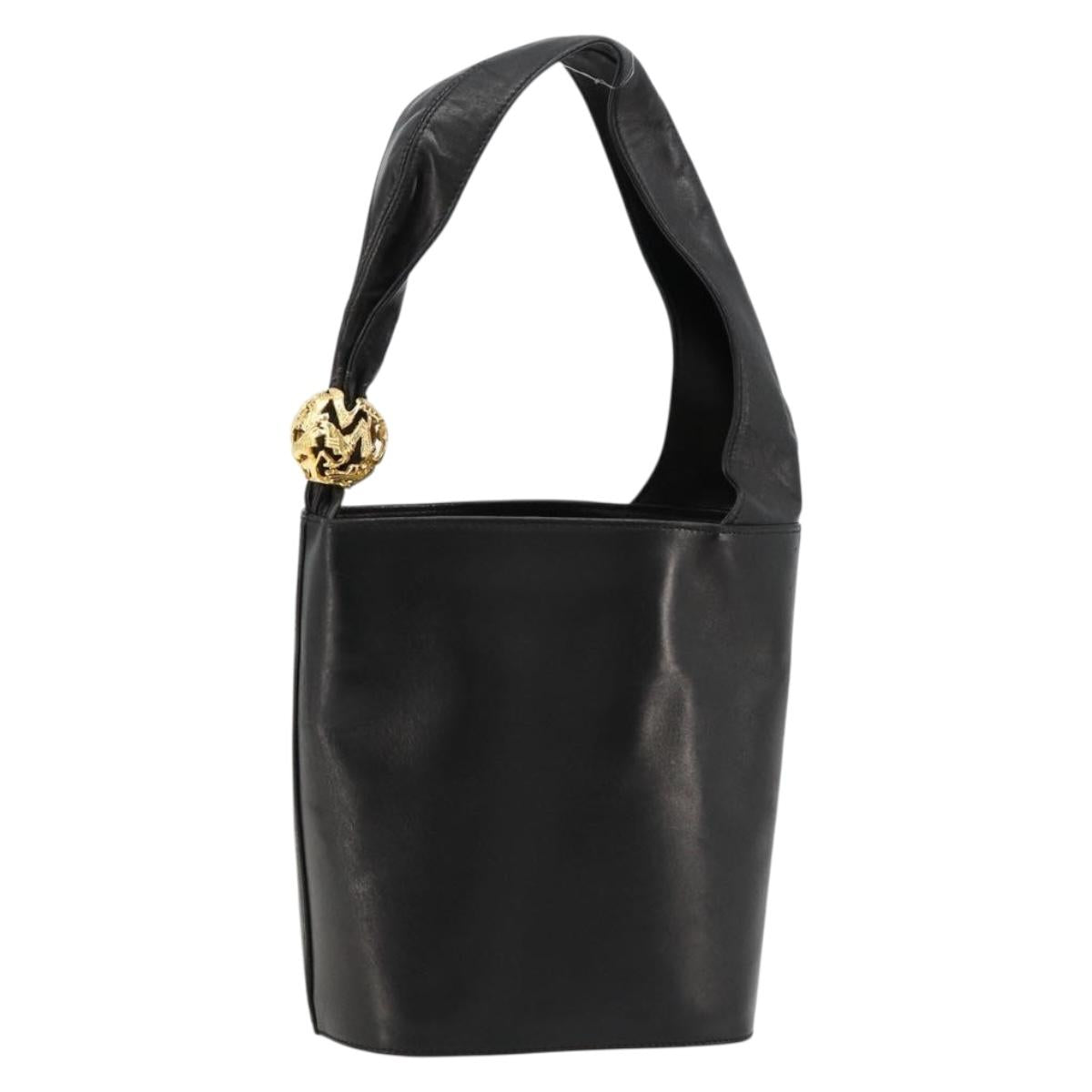 Salvatore Ferragamo Shoulder Bag Leather Black Gold Auth 184545