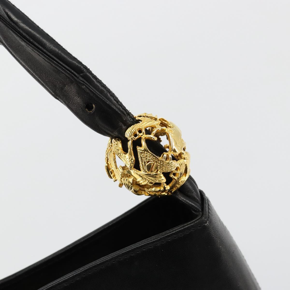 Salvatore Ferragamo Shoulder Bag Leather Black Gold Auth 184545