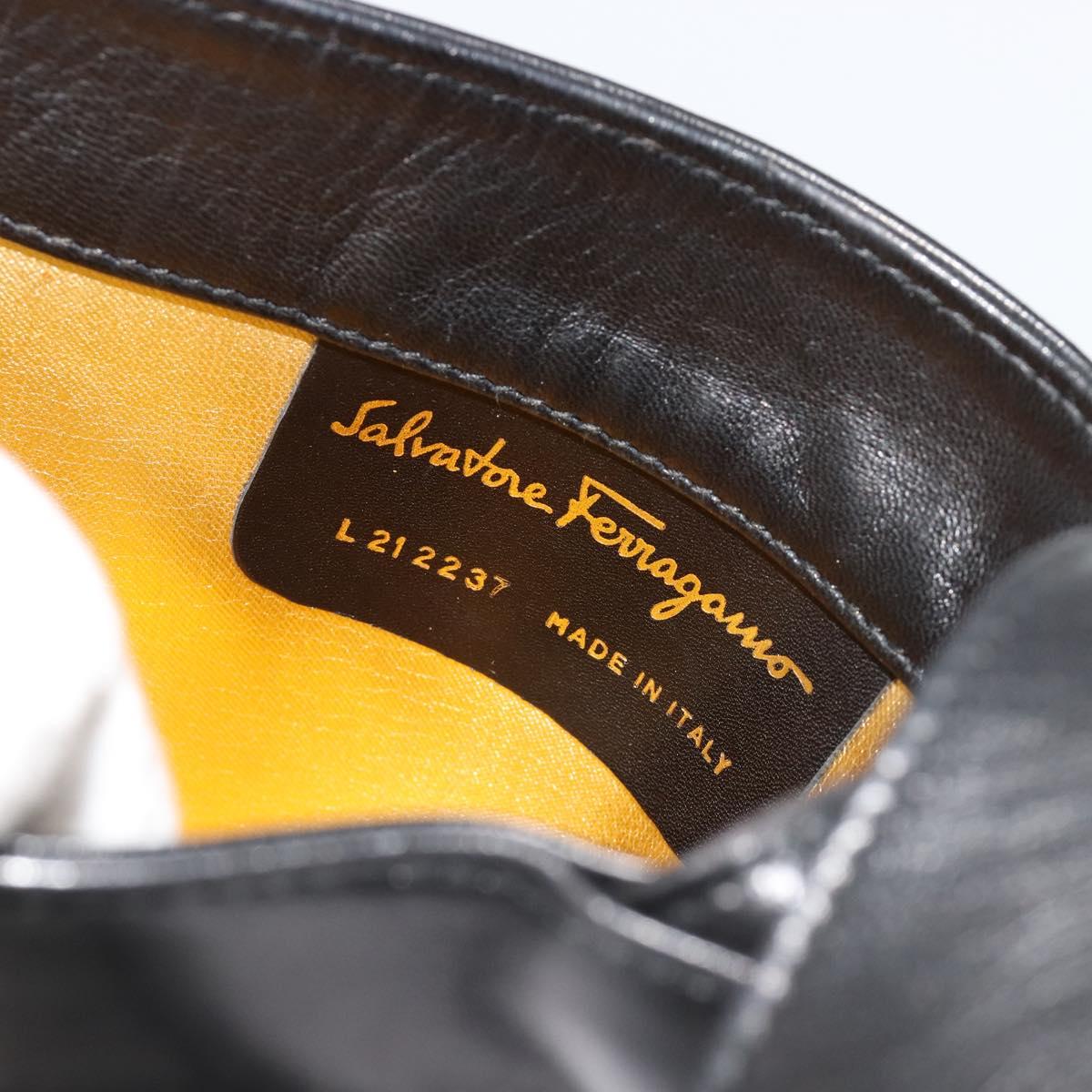 Salvatore Ferragamo Shoulder Bag Leather Black Gold Auth 184545