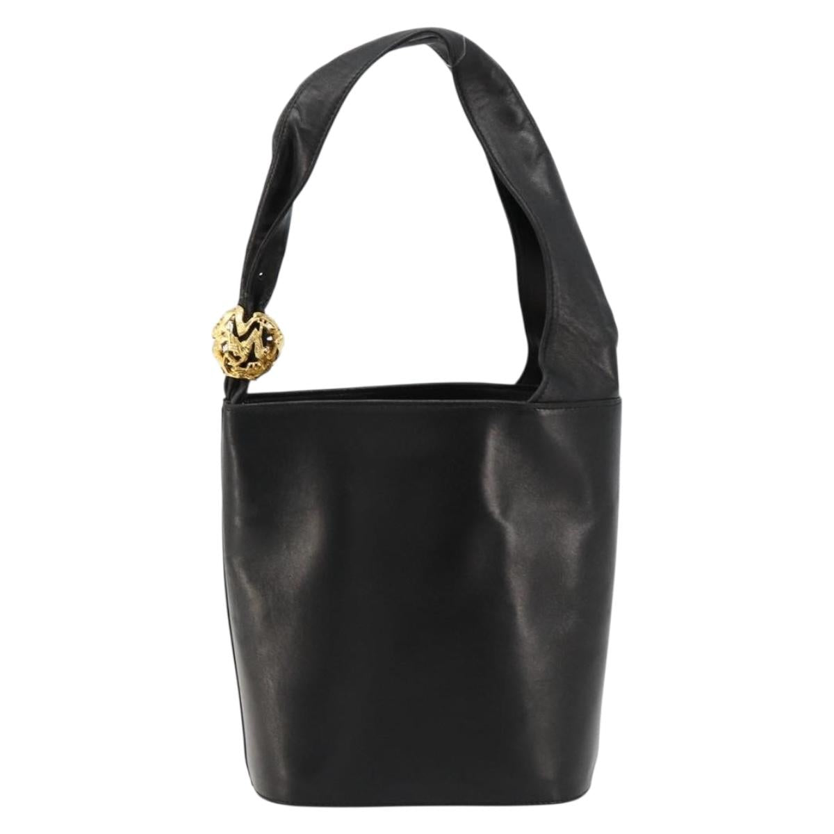 Salvatore Ferragamo Shoulder Bag Leather Black Gold Auth 184545