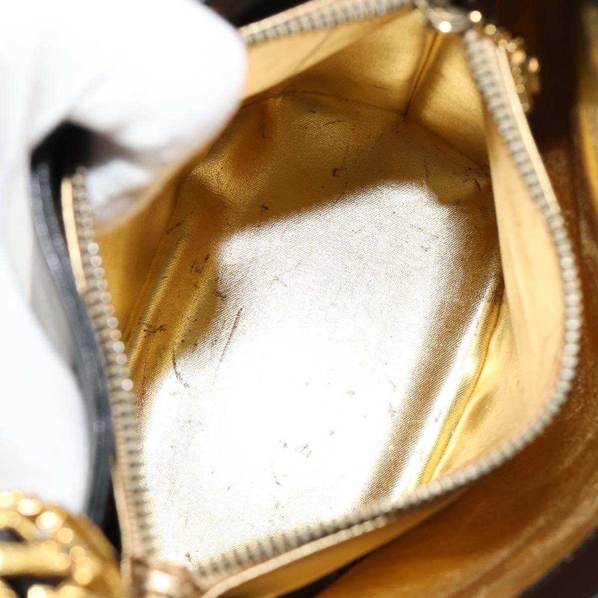 Salvatore Ferragamo Shoulder Bag Leather Black Gold Auth 184545