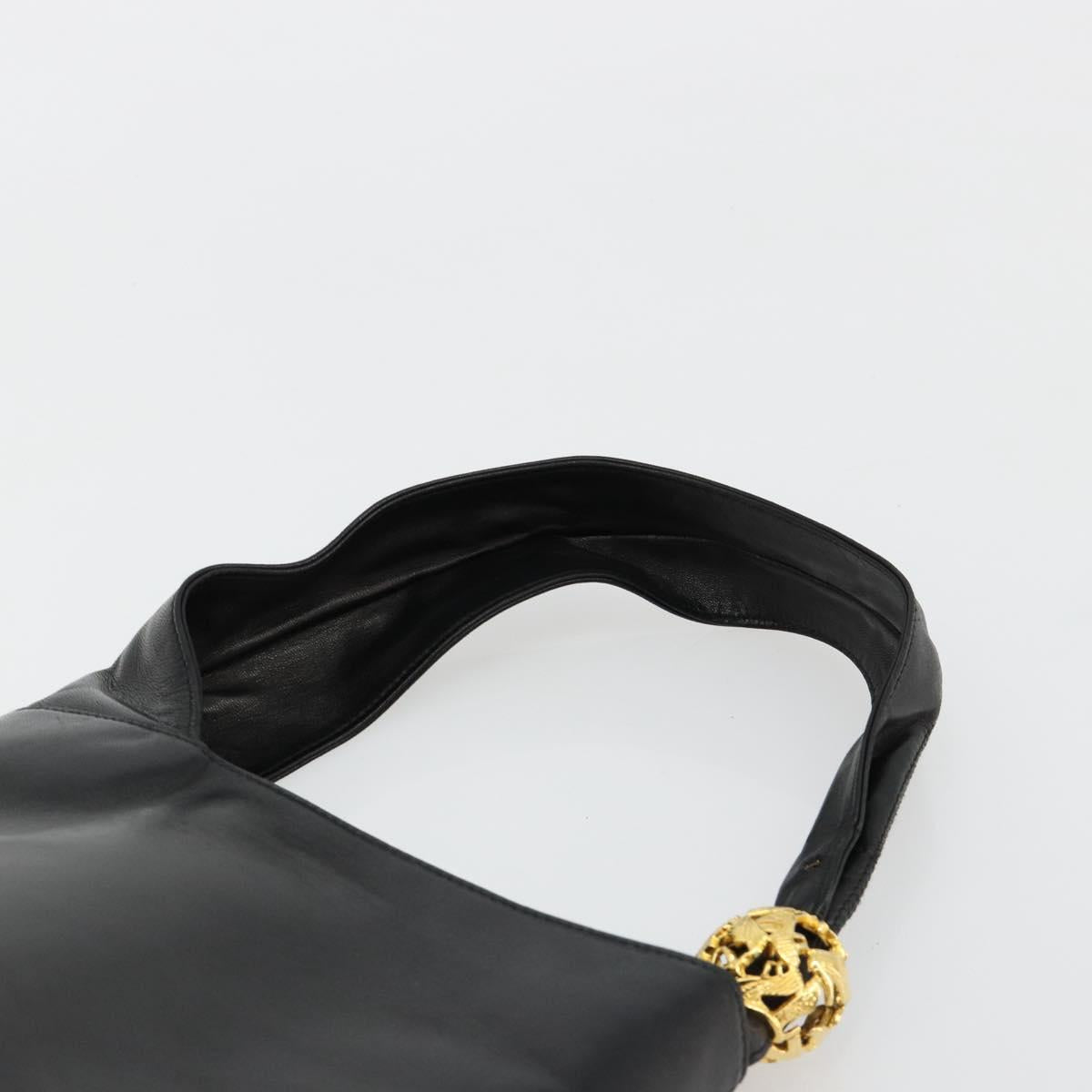Salvatore Ferragamo Shoulder Bag Leather Black Gold Auth 184545