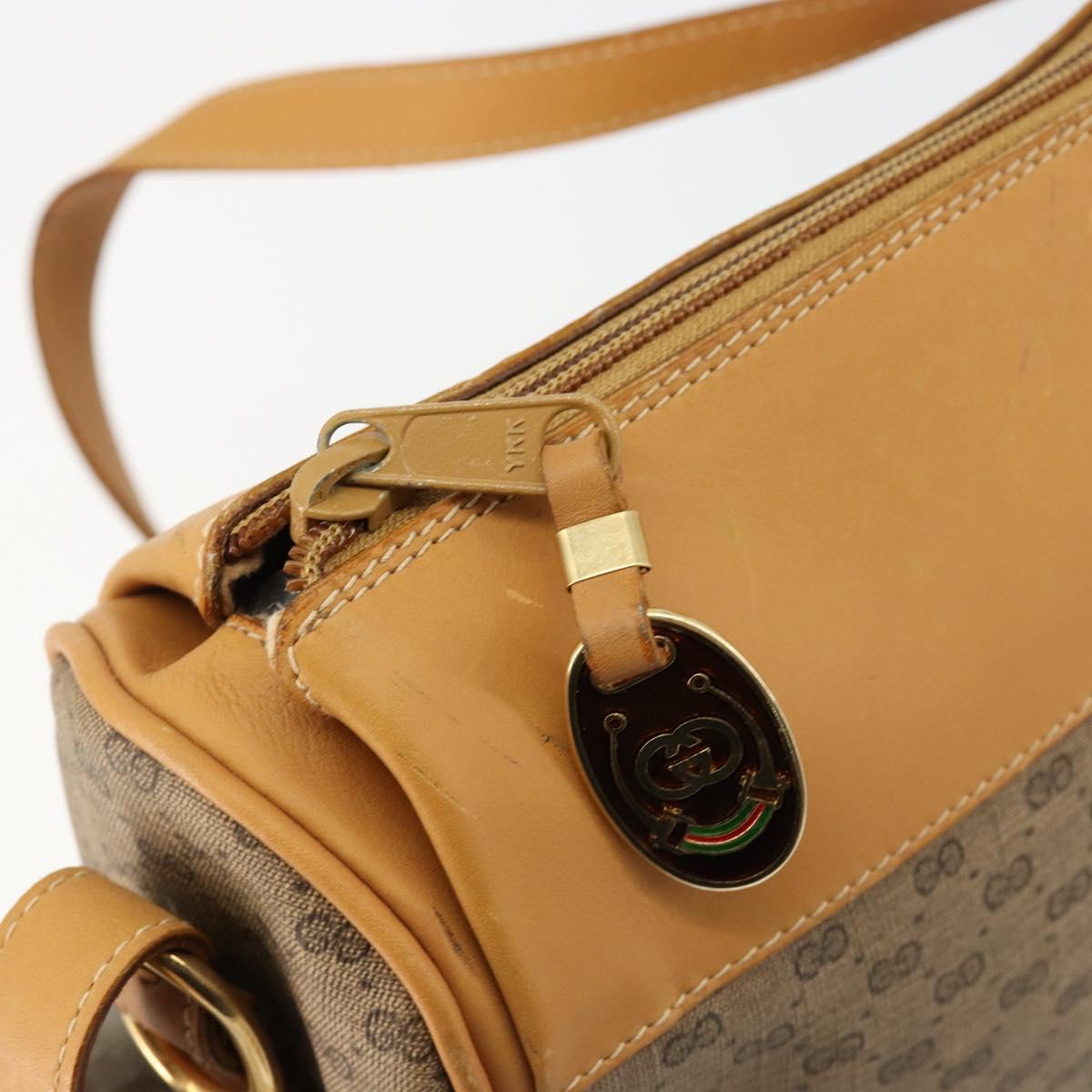 GUCCI Micro GG Supreme Web Sherry Line Shoulder Bag PVC Beige Gold Auth 184546