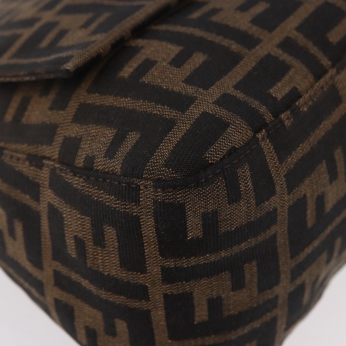 FENDI Zucca Canvas Mamma Baguette Shoulder Bag Black Brown Auth 184547SAV