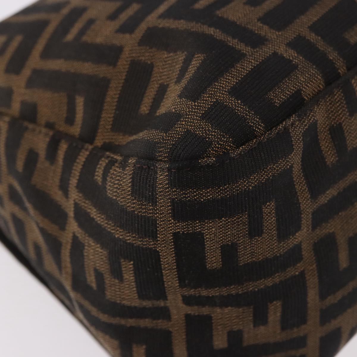FENDI Zucca Canvas Mamma Baguette Shoulder Bag Black Brown Auth 184547SAV