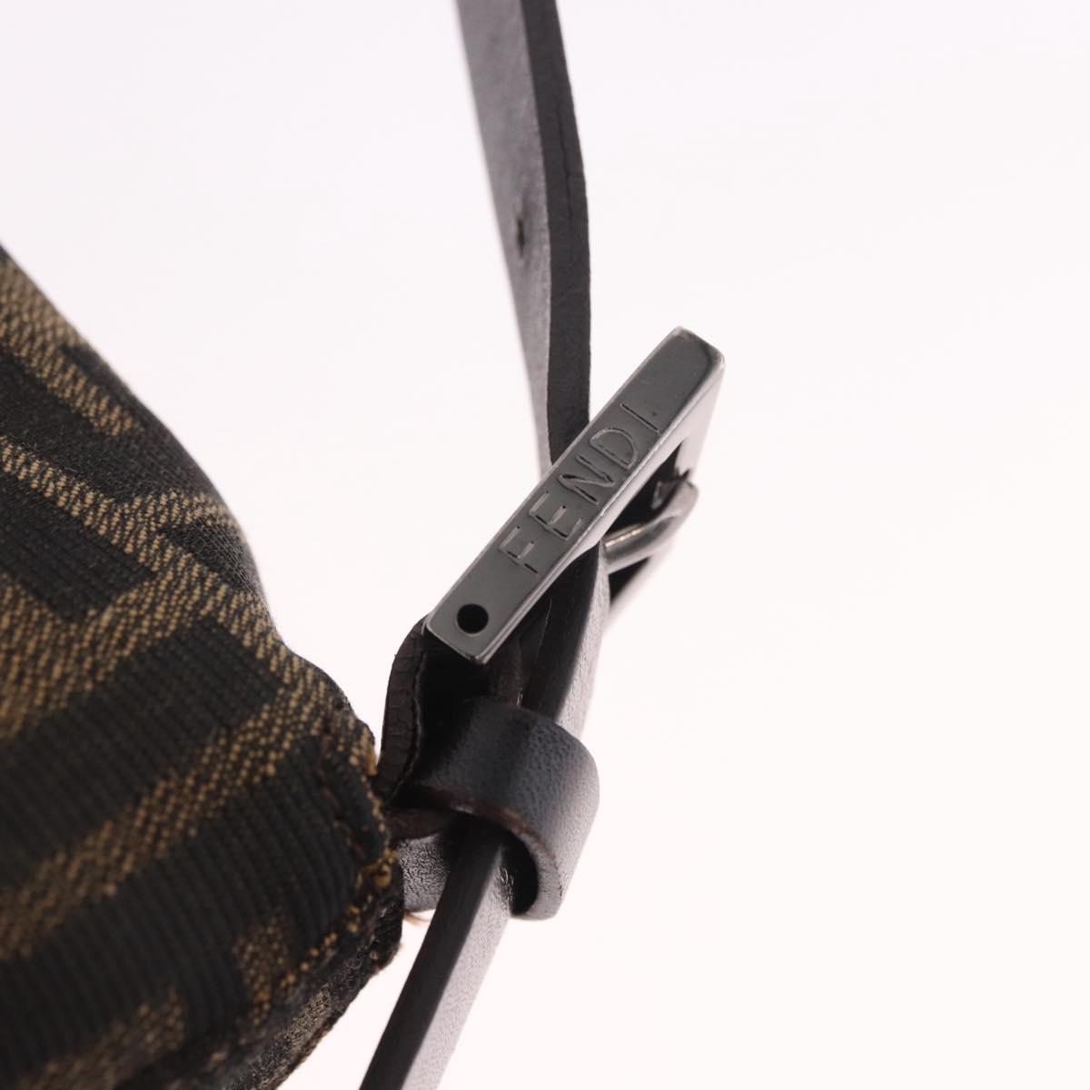 FENDI Zucca Canvas Mamma Baguette Shoulder Bag Black Brown Auth 184547SAV