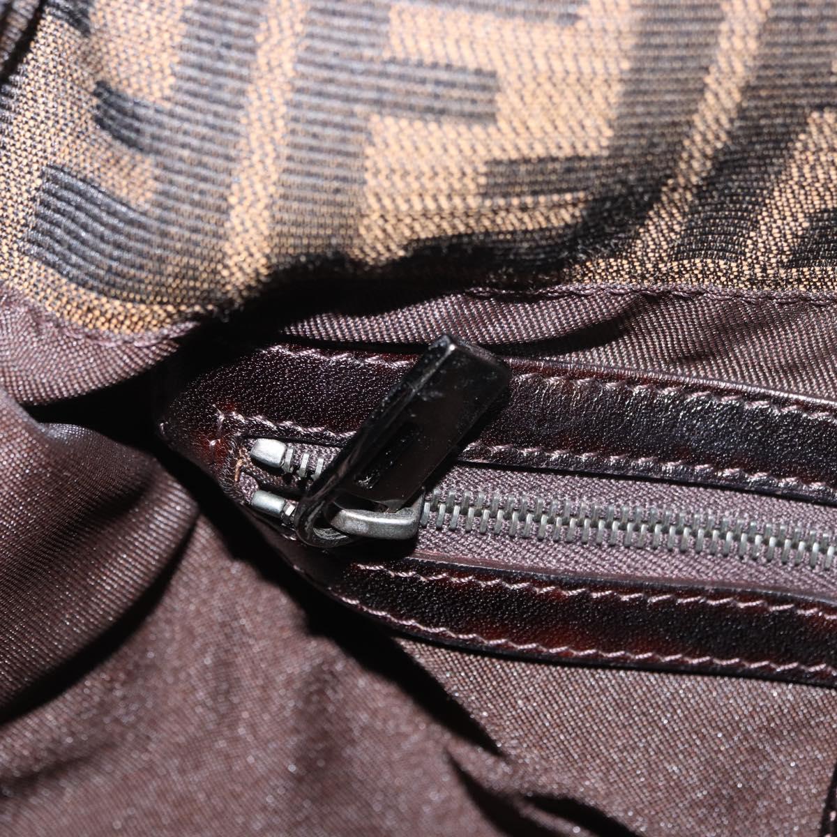 FENDI Zucca Canvas Mamma Baguette Shoulder Bag Black Brown Auth 184547SAV