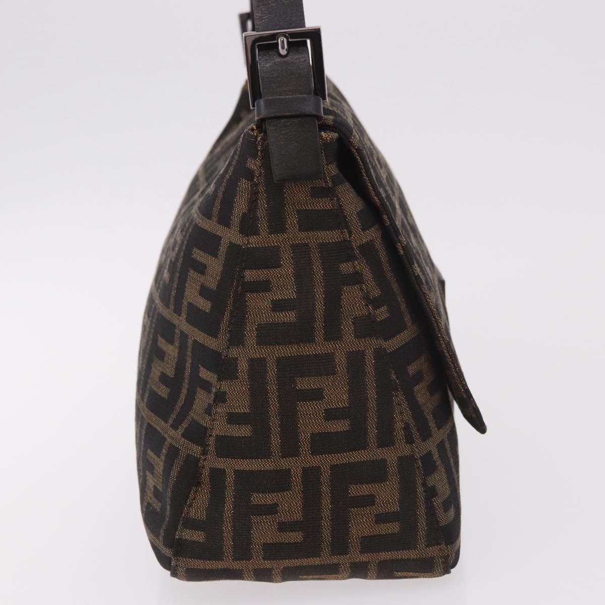 FENDI Zucca Canvas Mamma Baguette Shoulder Bag Black Brown Auth 184547SAV