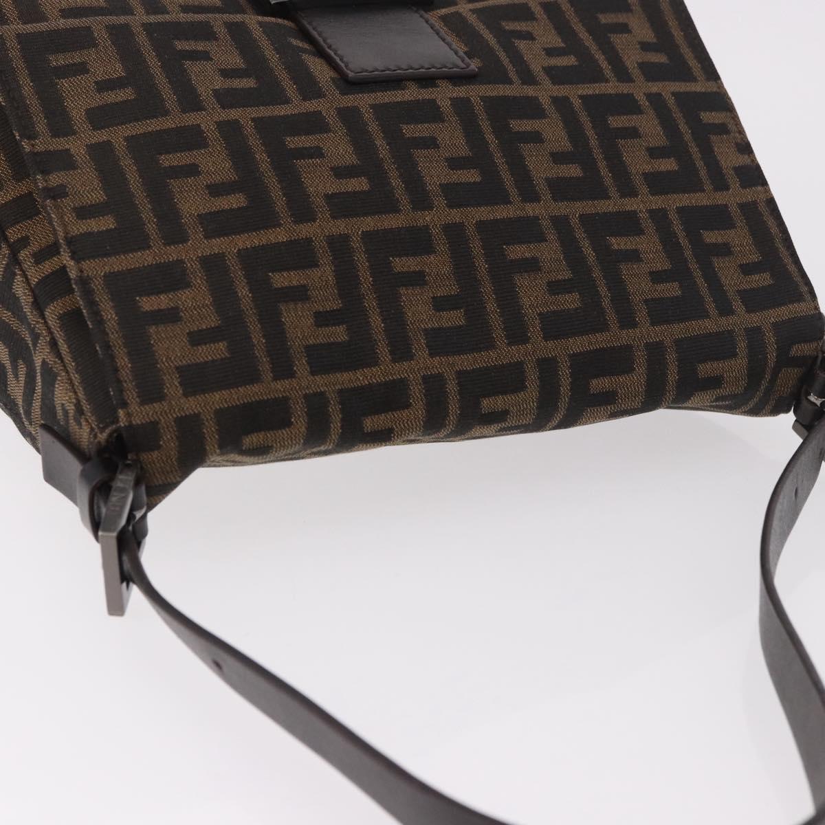 FENDI Zucca Canvas Mamma Baguette Shoulder Bag Black Brown Auth 184547SAV