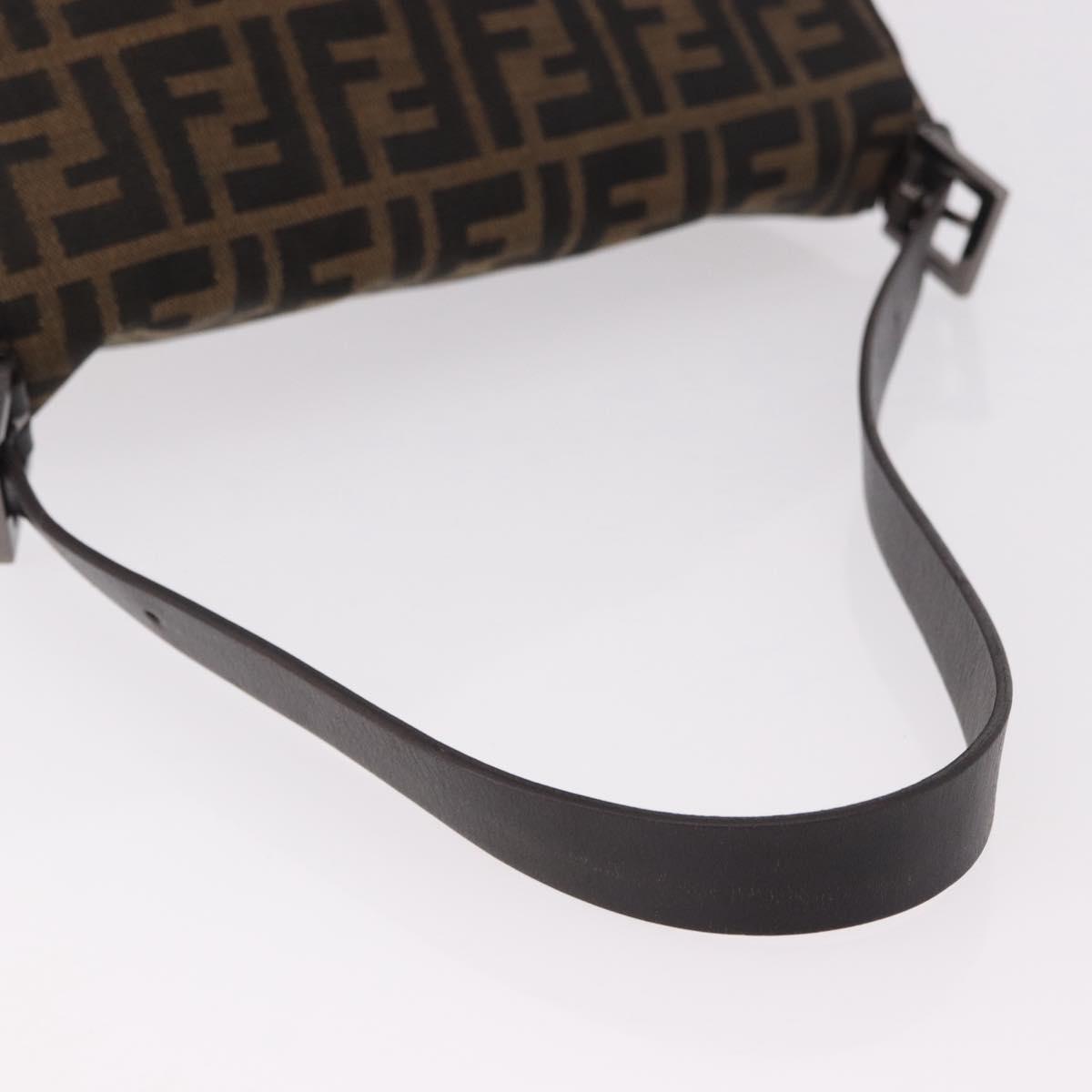 FENDI Zucca Canvas Mamma Baguette Shoulder Bag Black Brown Auth 184547SAV