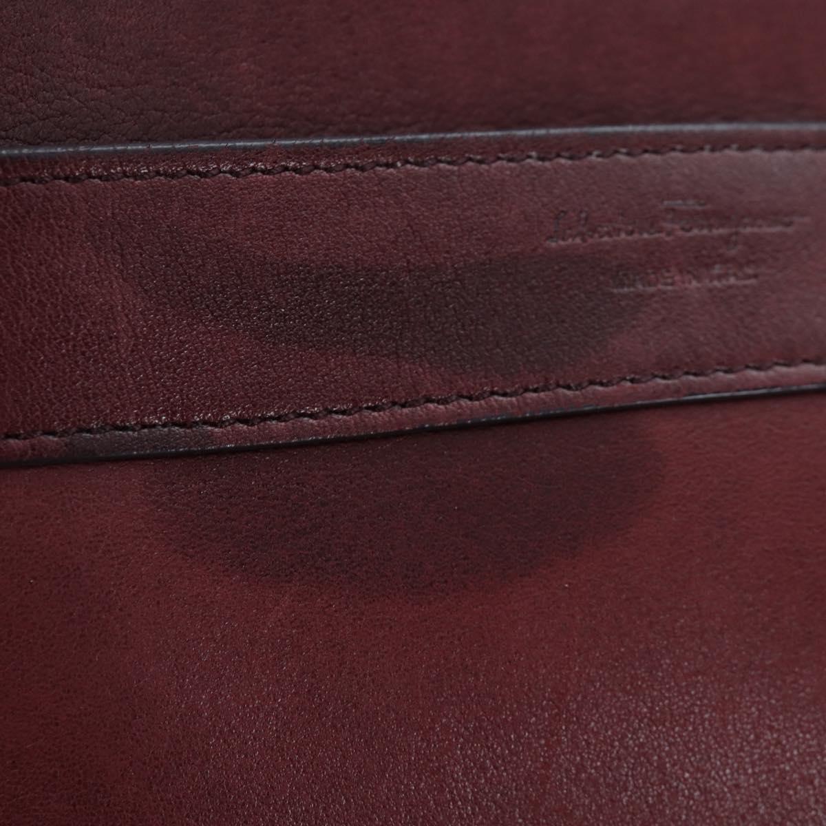 Salvatore Ferragamo Gancini Hand Bag Leather 2way Bordeaux Gold Auth 184549