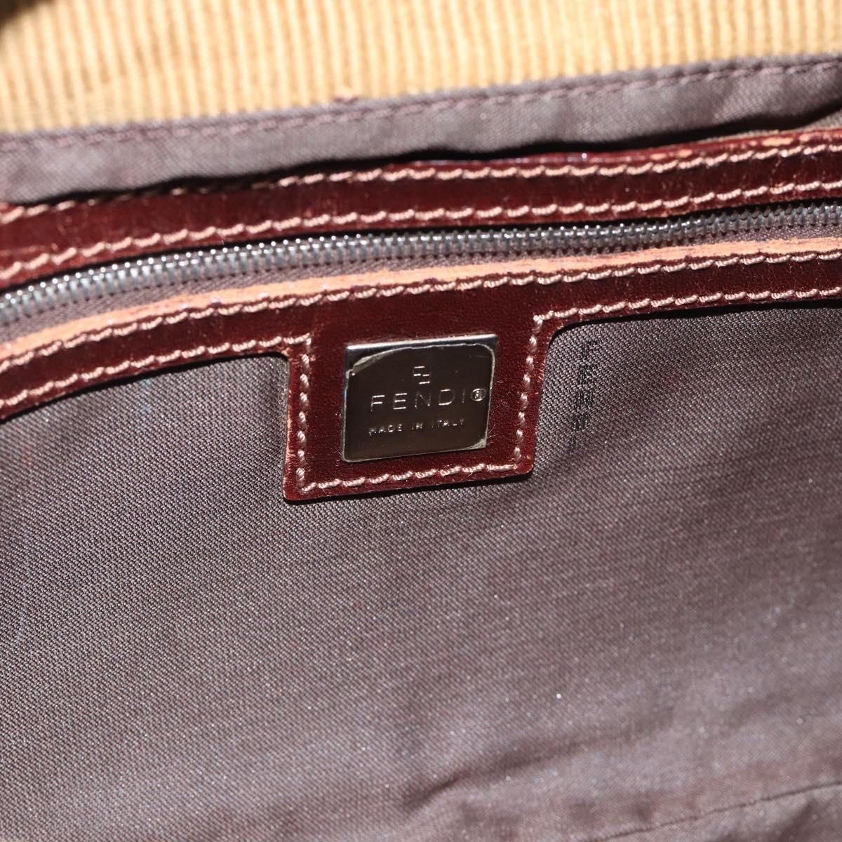 FENDI Mamma Baguette Shoulder Bag Corduroy Brown Silver Auth 184550V
