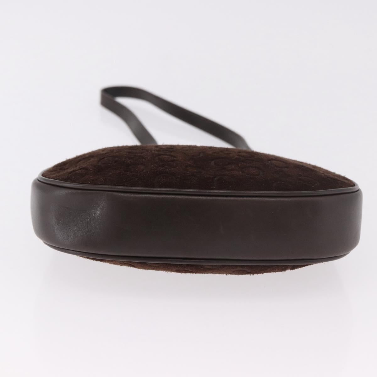 CELINE C Macadam Canvas Shoulder Bag Suede Brown Gold Auth 184551A