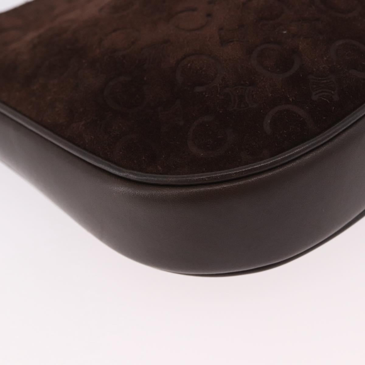 CELINE C Macadam Canvas Shoulder Bag Suede Brown Gold Auth 184551A