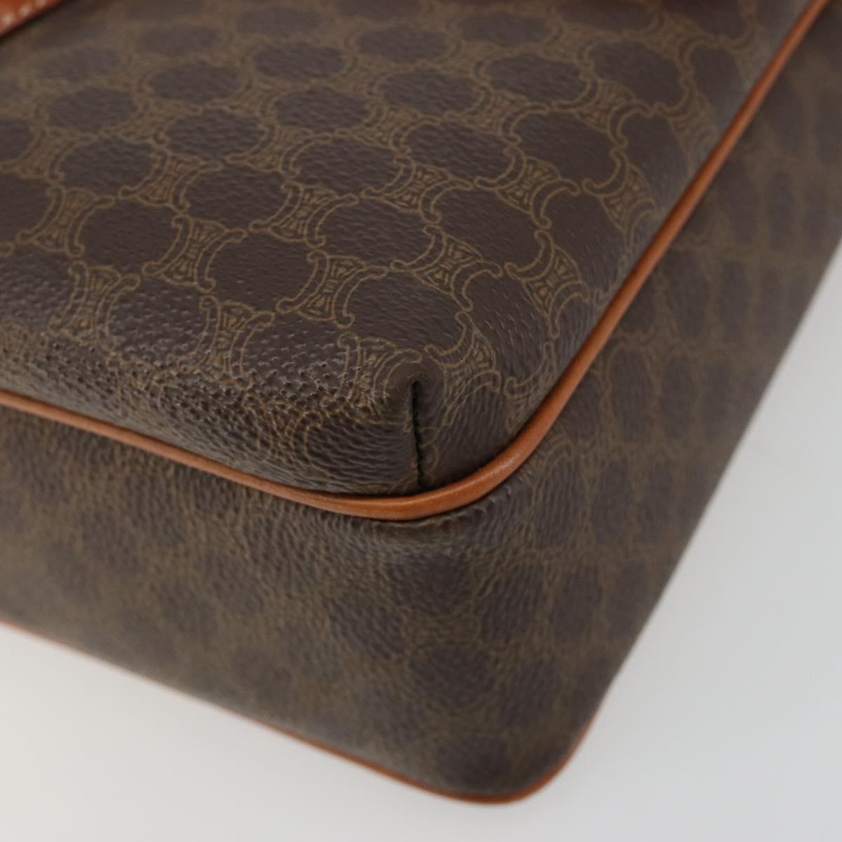 CELINE Macadam Canvas Shoulder Bag PVC Leather Brown Gold Auth 184552A