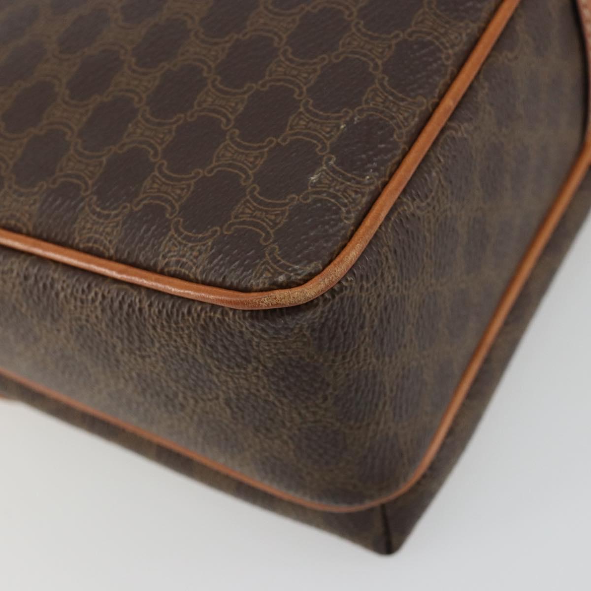 CELINE Macadam Canvas Shoulder Bag PVC Leather Brown Gold Auth 184552A