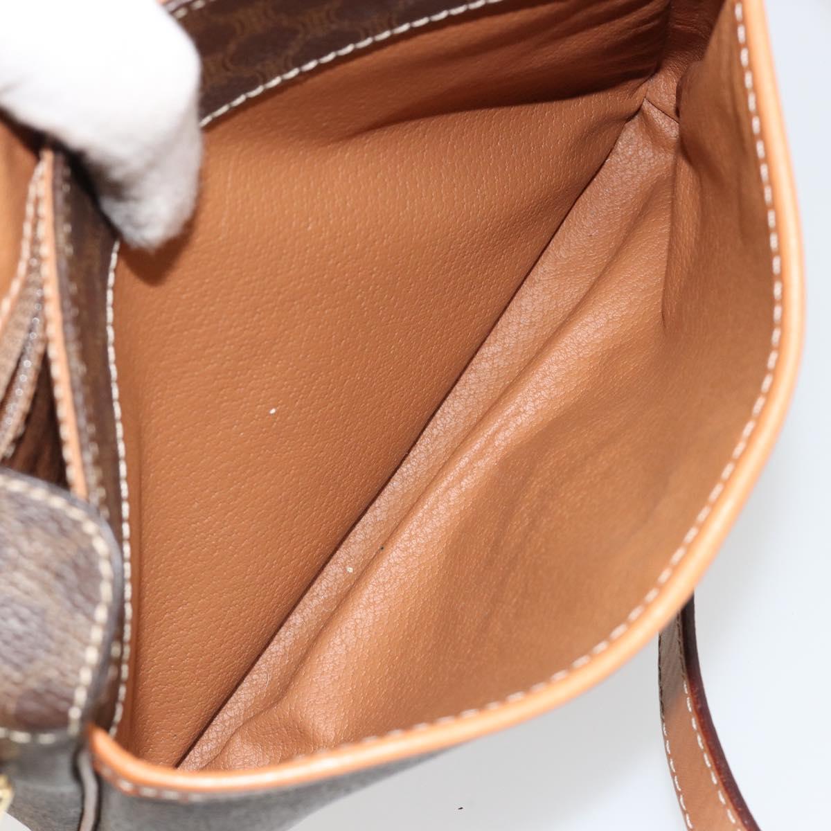 CELINE Macadam Canvas Shoulder Bag PVC Leather Brown Gold Auth 184552A
