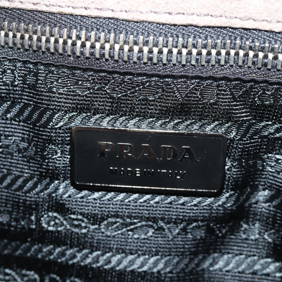 PRADA Chain Shoulder Bag Suede Beige Silver Auth 184553SAV