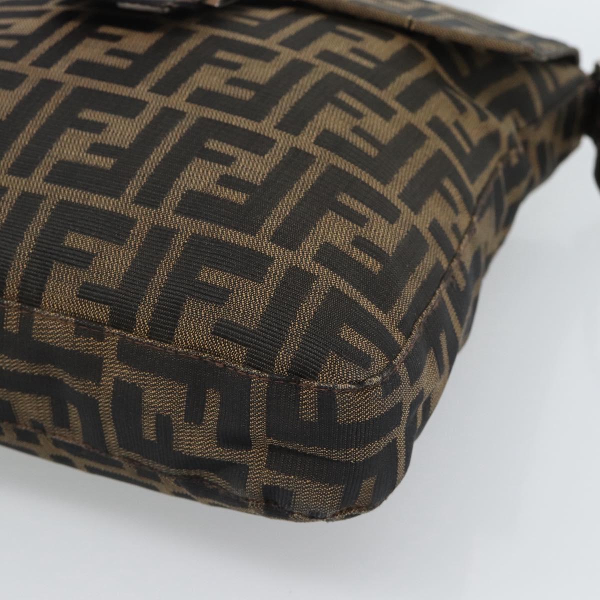 FENDI Zucca Canvas Mamma Baguette Shoulder Bag Black Brown Auth 184554A