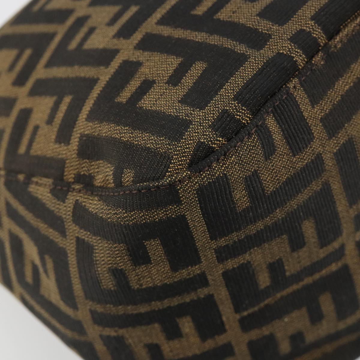 FENDI Zucca Canvas Mamma Baguette Shoulder Bag Black Brown Auth 184555SAM