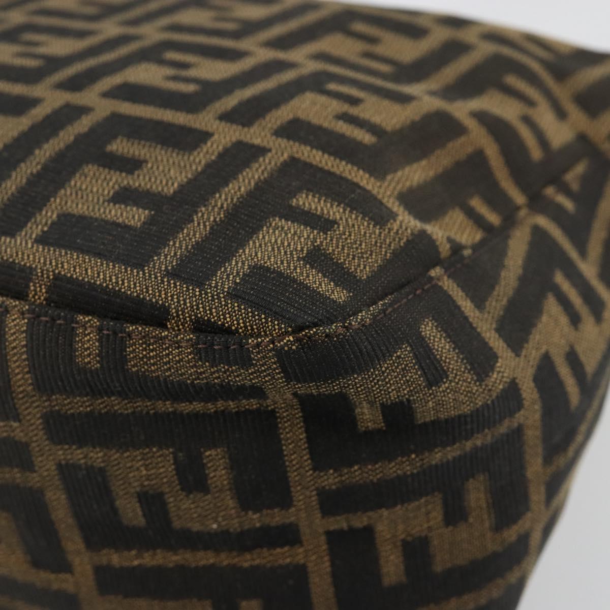 FENDI Zucca Canvas Mamma Baguette Shoulder Bag Black Brown Auth 184555SAM