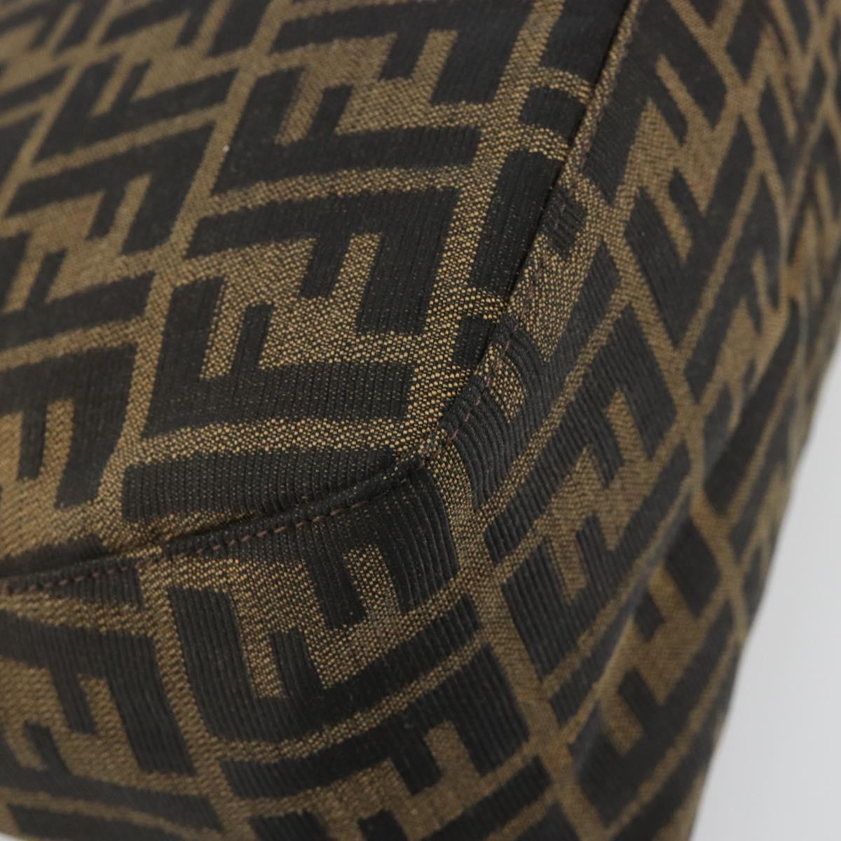 FENDI Zucca Canvas Mamma Baguette Shoulder Bag Black Brown Auth 184555SAM