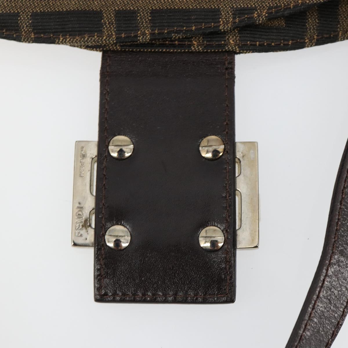 FENDI Zucca Canvas Mamma Baguette Shoulder Bag Black Brown Auth 184555SAM