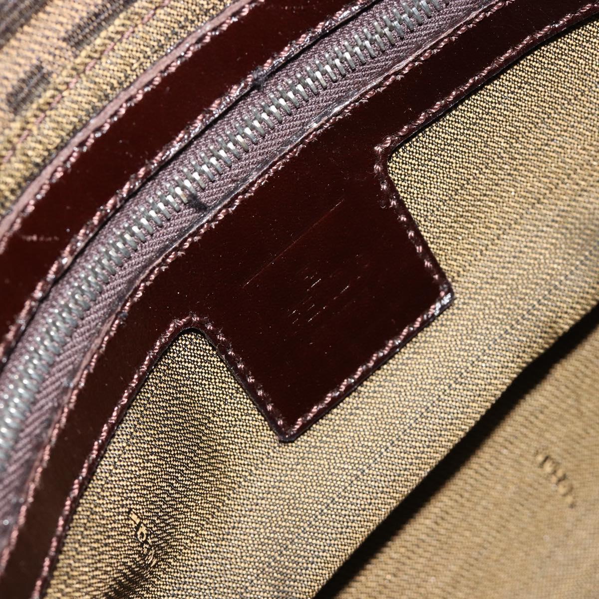 FENDI Zucca Canvas Mamma Baguette Shoulder Bag Black Brown Auth 184555SAM