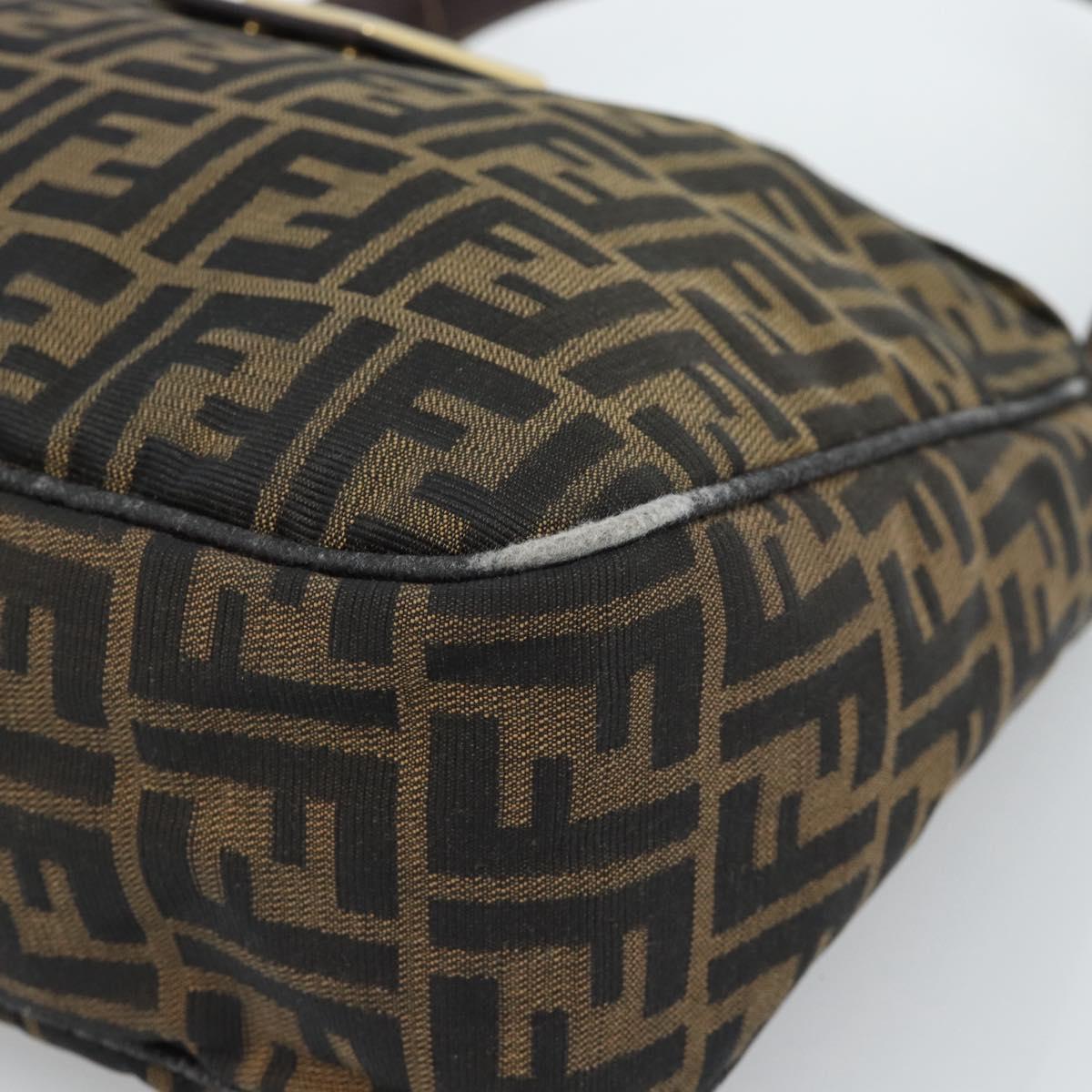 FENDI Zucca Canvas Mamma Baguette Shoulder Bag Black Brown Auth 184556