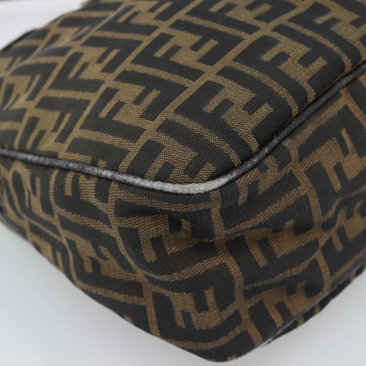 FENDI Zucca Canvas Mamma Baguette Shoulder Bag Black Brown Auth 184556