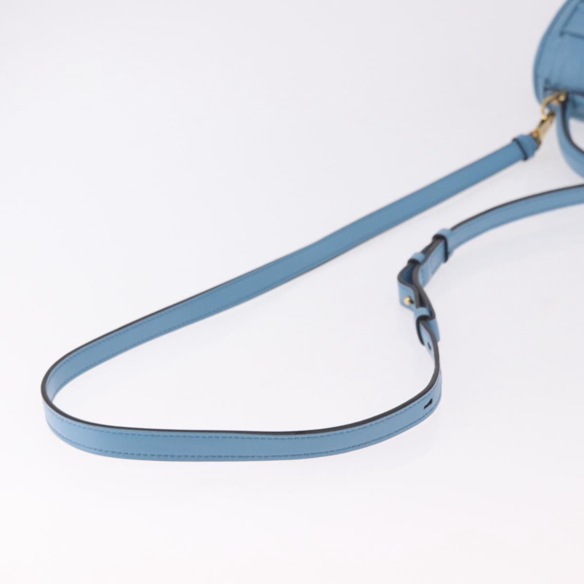 Salvatore Ferragamo Gancini Hand Bag Leather 2way Light Blue Gold Auth 184558