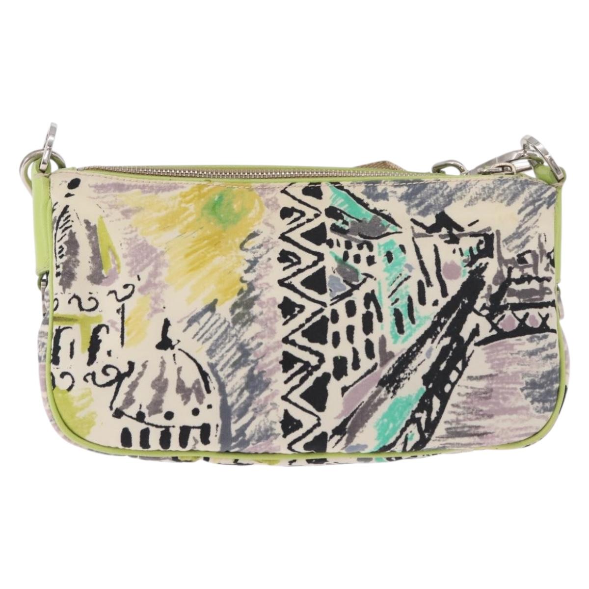 PRADA Shoulder Bag Nylon Green Silver Auth 184559V