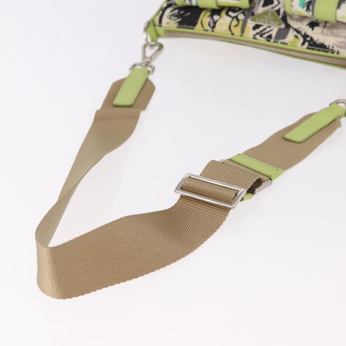PRADA Shoulder Bag Nylon Green Silver Auth 184559V
