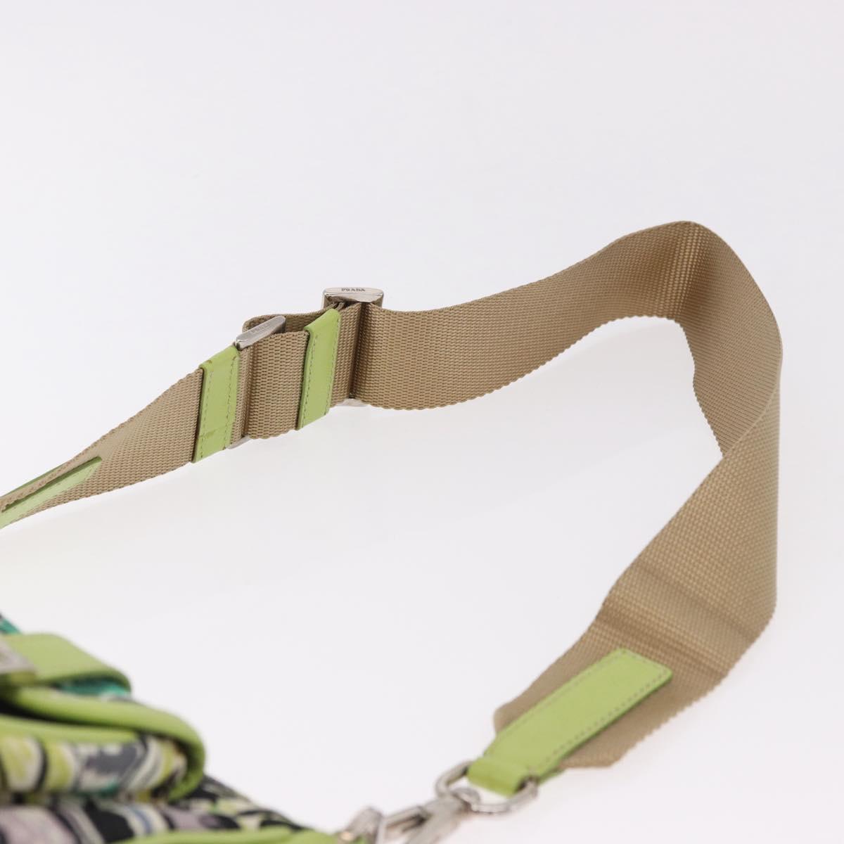 PRADA Shoulder Bag Nylon Green Silver Auth 184559V